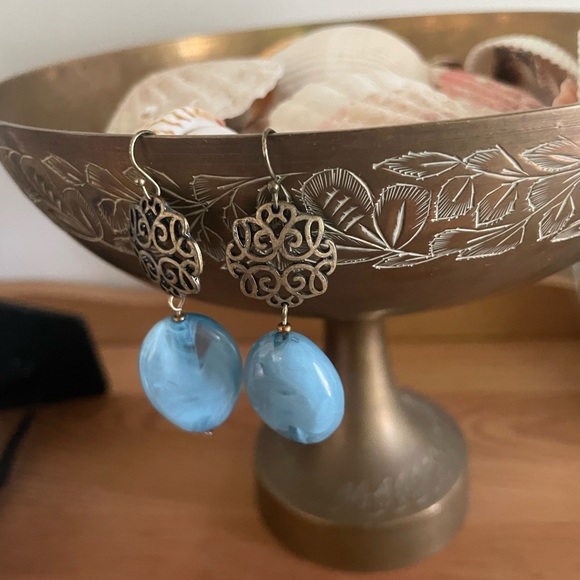 Dana Buchman Blue Wave Beaded Dangle Earrings - Picture 3 of 8